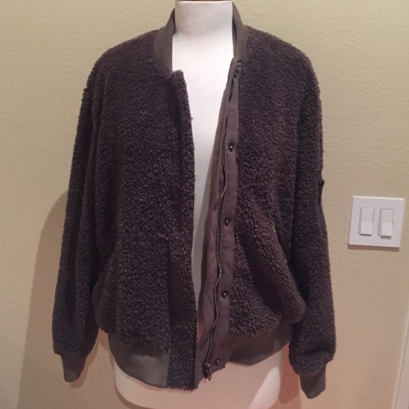 Free People Teddy Aviator Bomber Jacket M - Picture 3 of 4